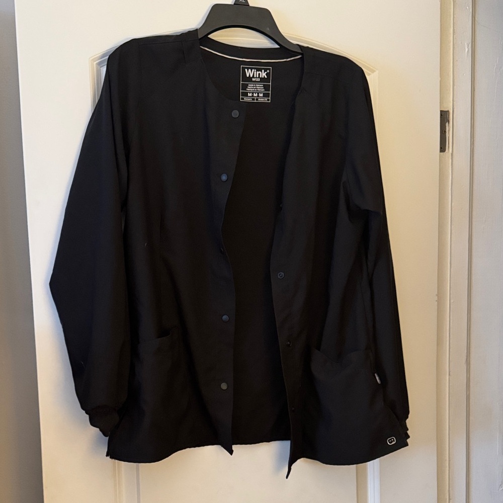 Wink Classic Black Button-Down Scrubs